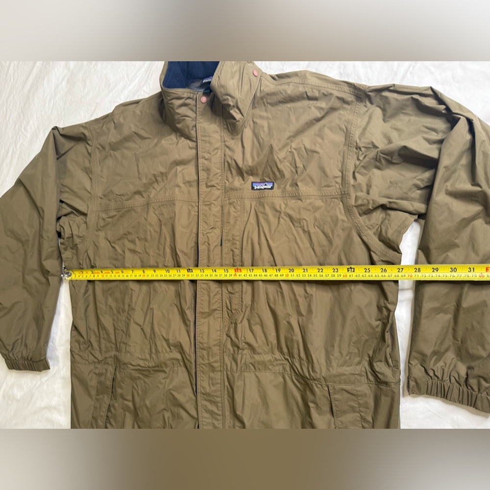 Patagonia Men’s XL Nylon Shell Jacket Olive Green Waterproof Hooded Windbreaker - Picture 12 of 14